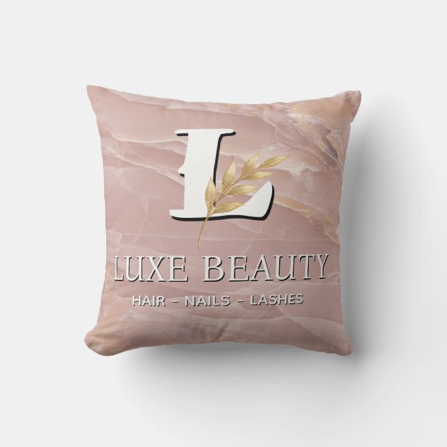 Coussin Luxury Blush Pink Marble Beauty Salon Logo (Recto)