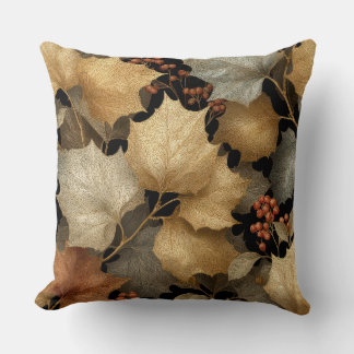 Coussin Luxury Gold Botanical Leaves Throw Pillow