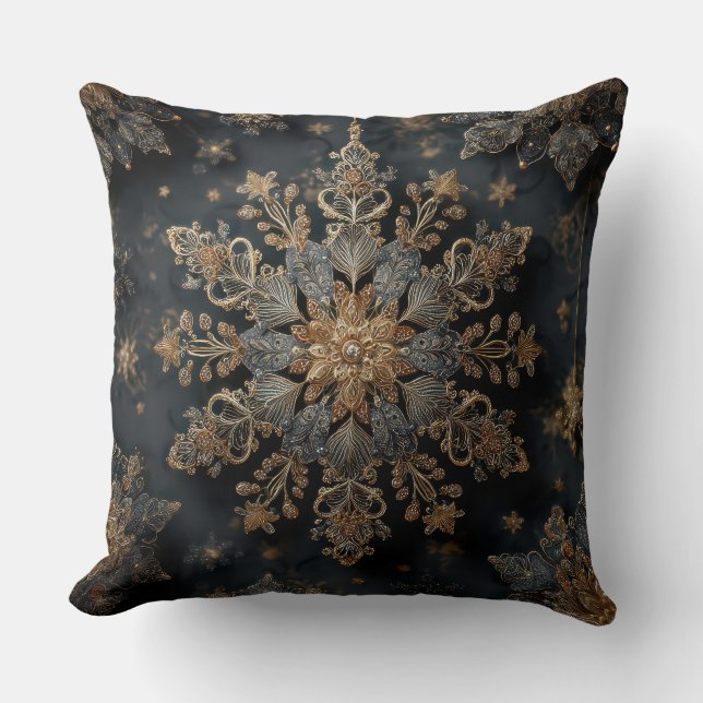 Coussin Luxury Gold Mandala Throw Pillow (Recto)