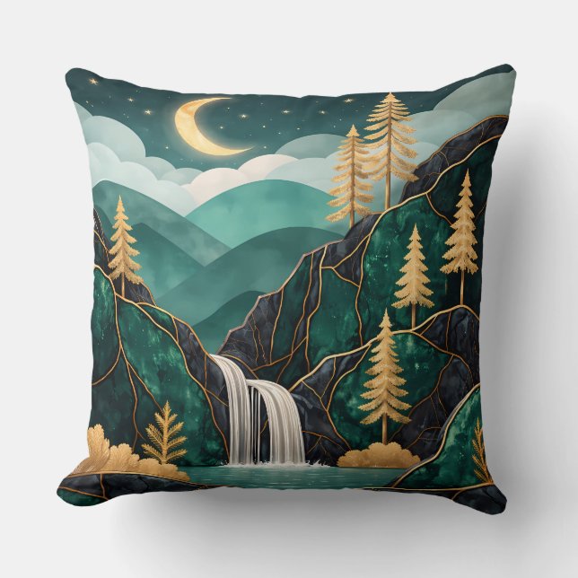 Coussin Luxury Kintsugi Mountain Waterfall Pillow  (Recto)