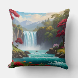 Coussin Luxury Nature Waterfall Throw Pillow -Scenic décor