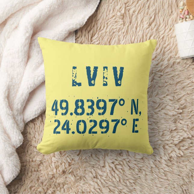 Coussin Lviv Ukraine Latitude et Longitude en détresse   (Couverture)