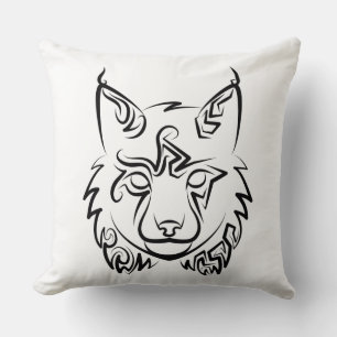 Coussin Lynx tribale noire et blanche