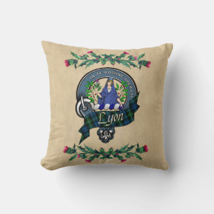 Coussin Lyon Clan Badge & Tartan Thistle Jeu d'oreiller