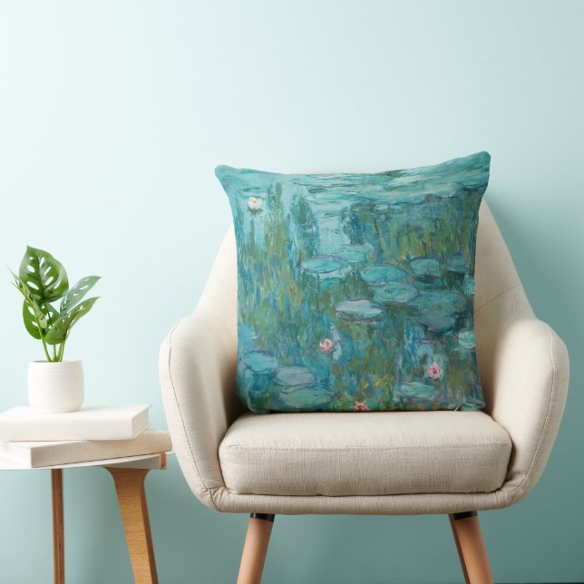 Coussin Lys à eau, Peinture à l'huile d'art, Claude Monet (Chaise)