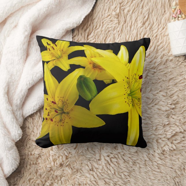 Coussin Lys asiatiques sur noir (Couverture)