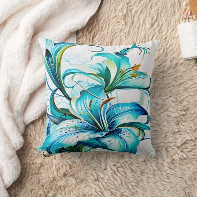 Coussin Lys bleus en arrangement floral artistique (Couverture)