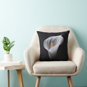 Coussin Lys Calla Blanc Sur Noir