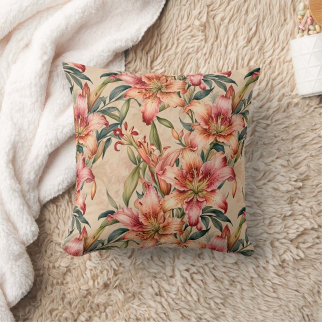 Coussin Lys de mauve et de cuivre sur tan (Couverture)