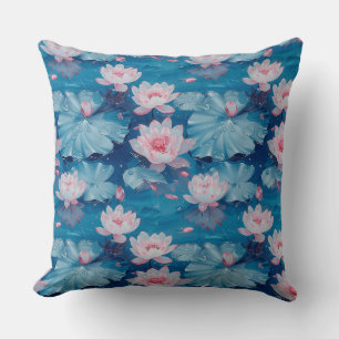 Coussin Lys d'eau blanche, lotus à la surface de l'eau,