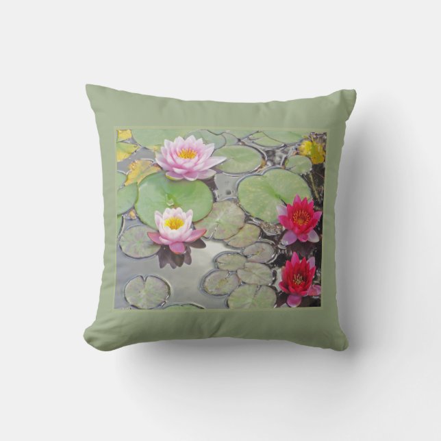 Coussin Lys D'Eau Rose Et Rouge (Recto)