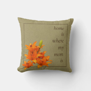 Coussin Lys orange fleur pour maman Texte personnalisé 2 e