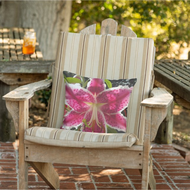 Coussin Lys roses fleurs tropicales roses rose (Chaise)