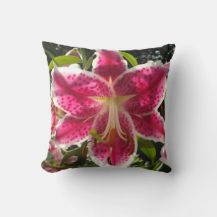 Coussin Lys roses fleurs tropicales roses rose