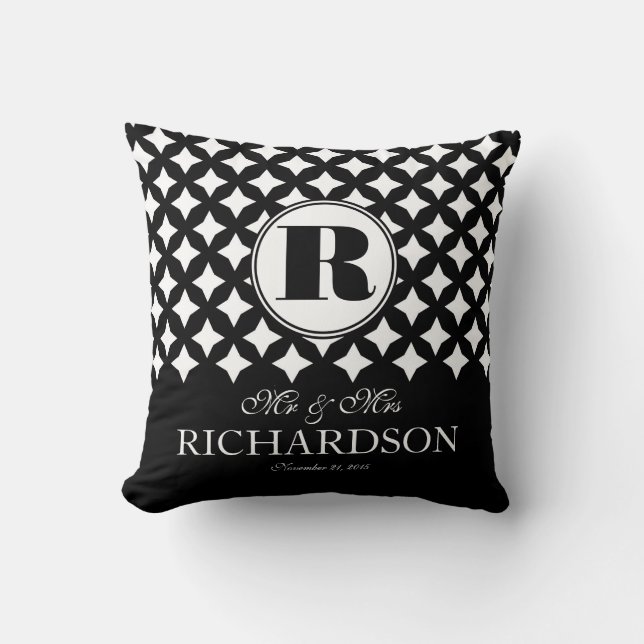 Coussin M. chic et Mme de couples de motif de diamant (Recto)
