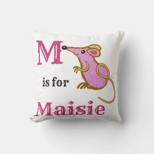 Coussin M est pour bébé fille Maisie 