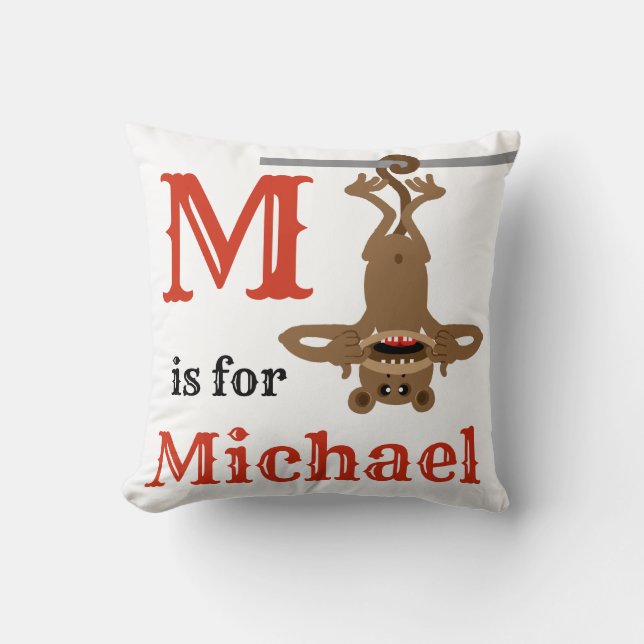 Coussin M est pour bébé garçon Michael  (Recto)