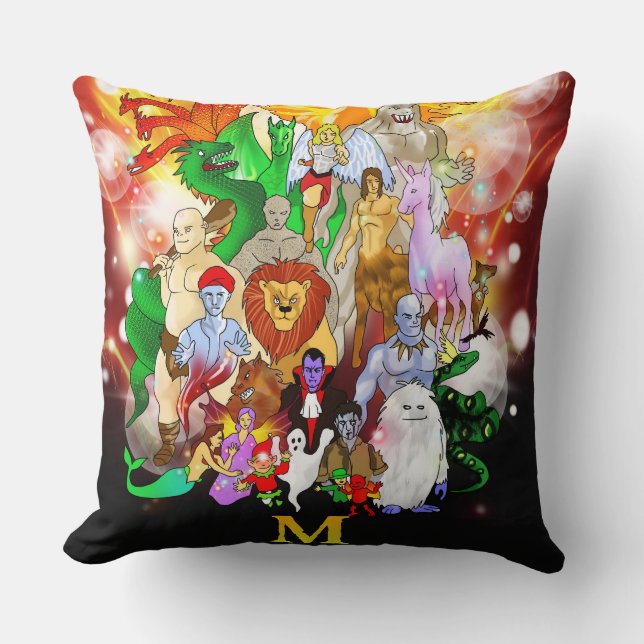 Coussin M est pour l'oreiller à lancer mythique (Recto)