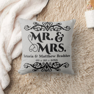 Coussin M. et Mme Arrière - plan personnalisable Mariage c