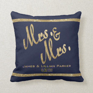 Coussin M. et Mme Couples de bleu marine de rayure de