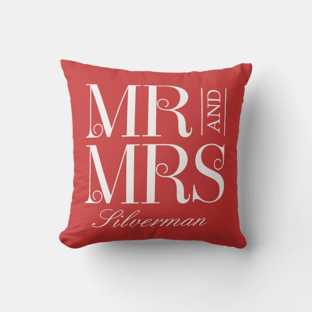 Coussin M. et Mme Custom Wedding Throw Pillow (Recto)