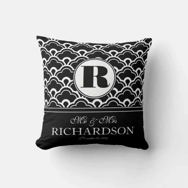 Coussin M. et Mme de monogramme de motif de feston de (Recto)