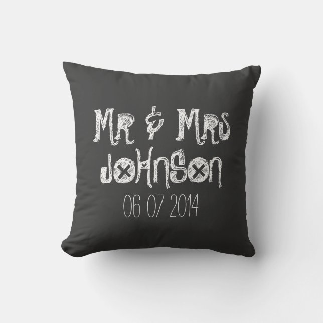 Coussin M. et Mme mariage noir en tableau noir jettent l'o (Recto)
