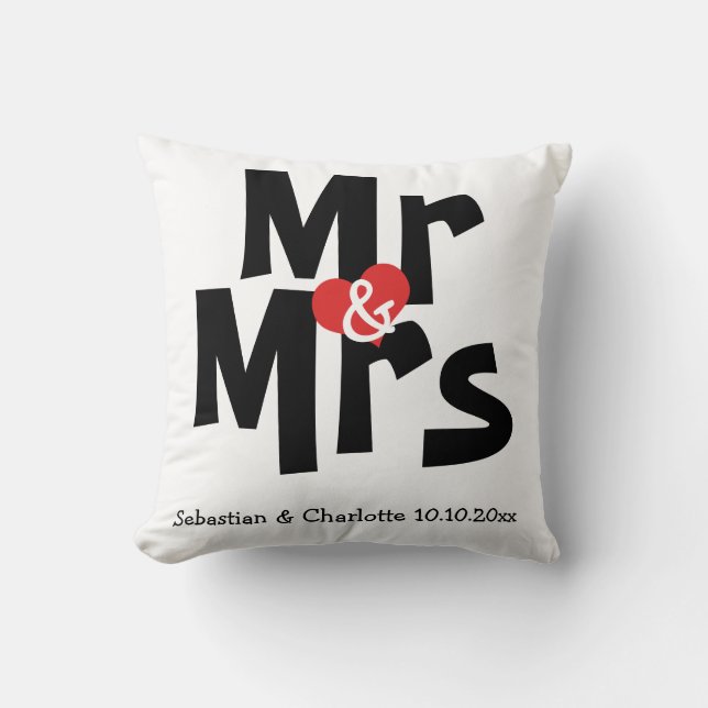 Coussin M. et Mme Mariage personnalisé / Anniversaire (Recto)