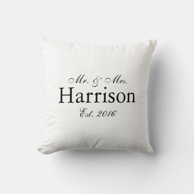 Coussin M. et Mme Personalized Wedding Pillow (Recto)