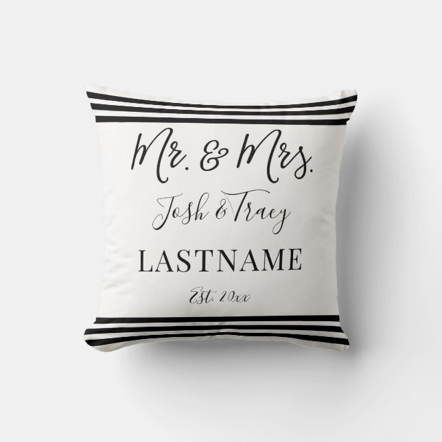 Coussin M. et Mme personnalisés en écriture tendance moder (Recto)