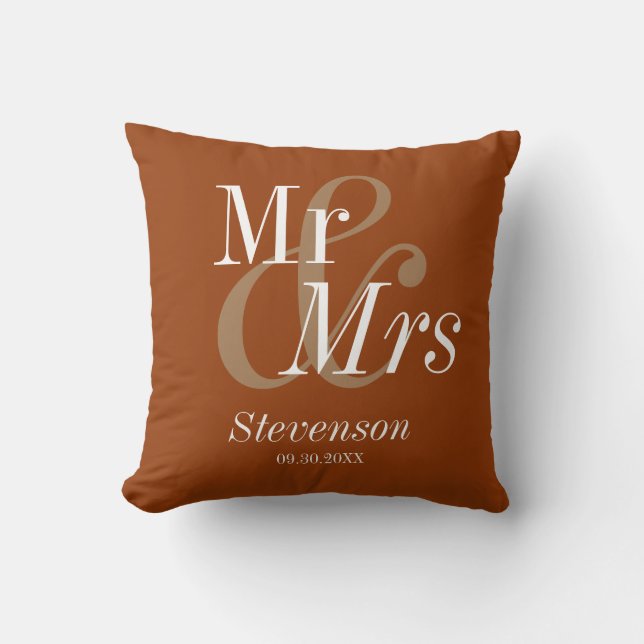 Coussin M. et Mme Terracotta Modern Mariage Cadeau (Recto)