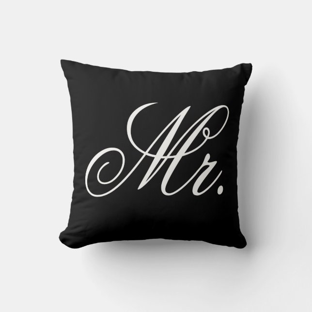 Coussin M. jeune marié typographie noir et blanc (Recto)