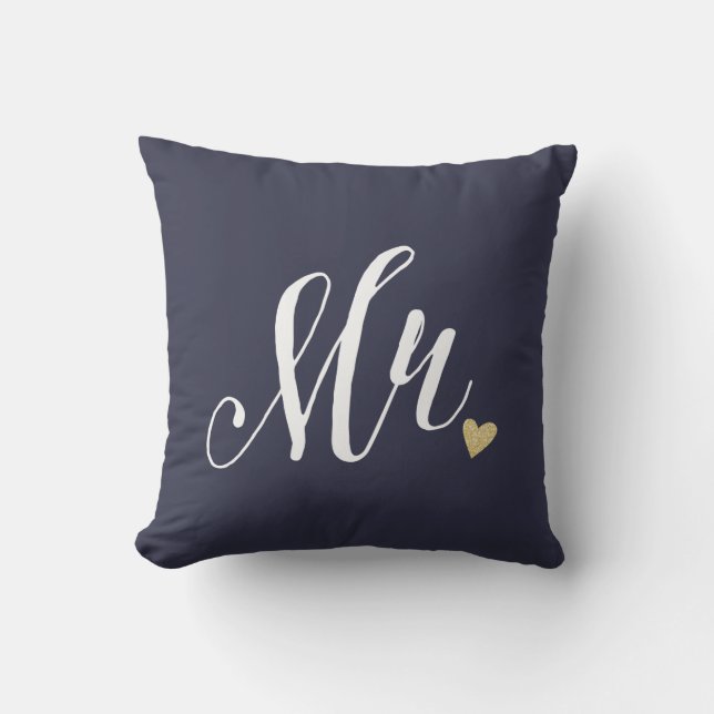 Coussin M.Mariage et Anniversaire bleu (Recto)