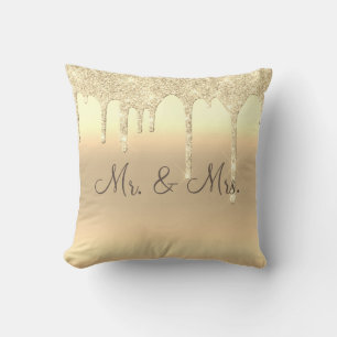 Coussin M. & Mme Gold Parties scintillant Mariage Keepsaké