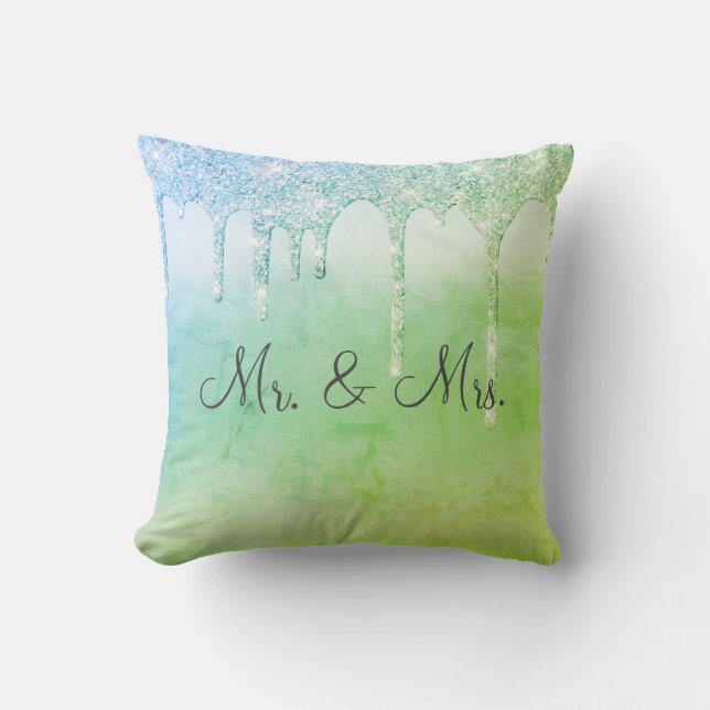 Coussin M. & Mme Green Parties scintillant Keepsaké Élégan (Recto)