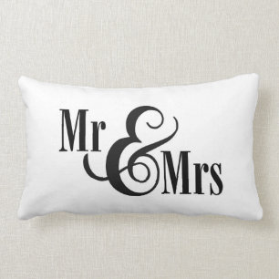 coussin "M. & Mme" noir et blanc, personnalisé