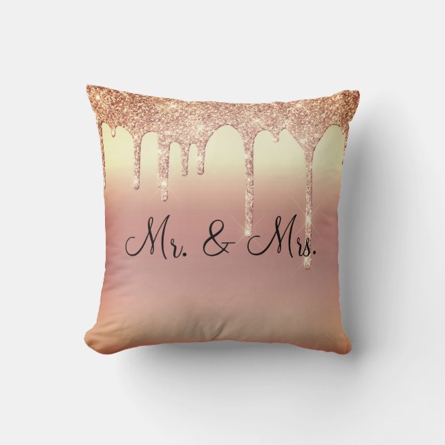 Coussin M. & Mme Parties scintillant Mariage Keepsaké Élég (Recto)