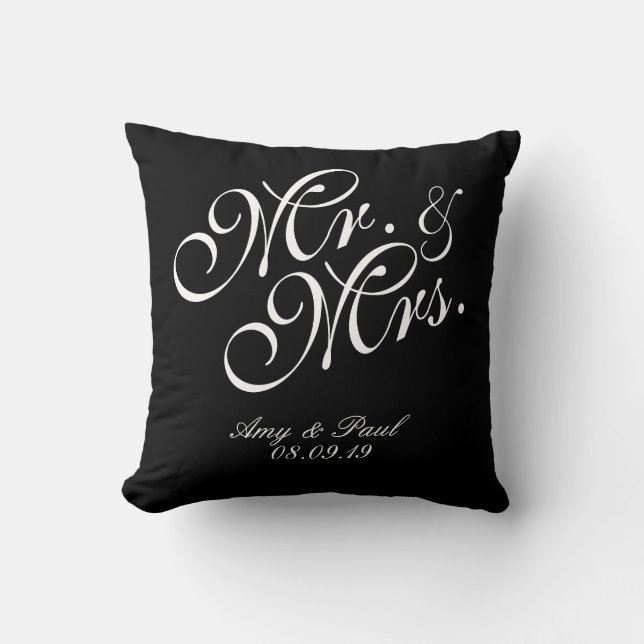 Coussin M&Mme Personnaliser Noir (Recto)
