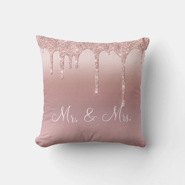 Coussin M. & Mme Pink Parties scintillant Mariage élégant (Recto)