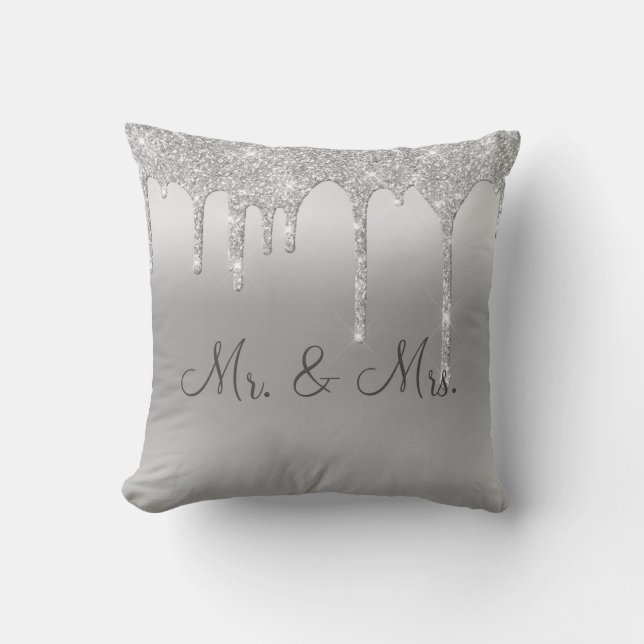 Coussin M. & Mme Silver Parties scintillant Mariage Keepsa (Recto)