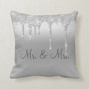 Coussin M. & Mme Silver Parties scintillant Mariage Keepsa