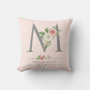 Coussin M Monogramme Bébé Fille   Naissance Statistiques C
