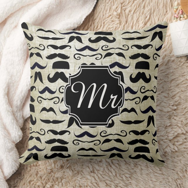 Coussin M. Mustache Hipster Motif (Couverture)