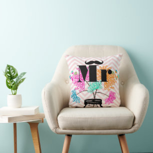 Coussin M. Mustache Pale Rose Zig Zag Mason Jar