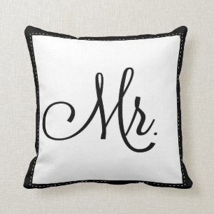 Coussin "M." noir et blanc coussin, personnalisé sur le do