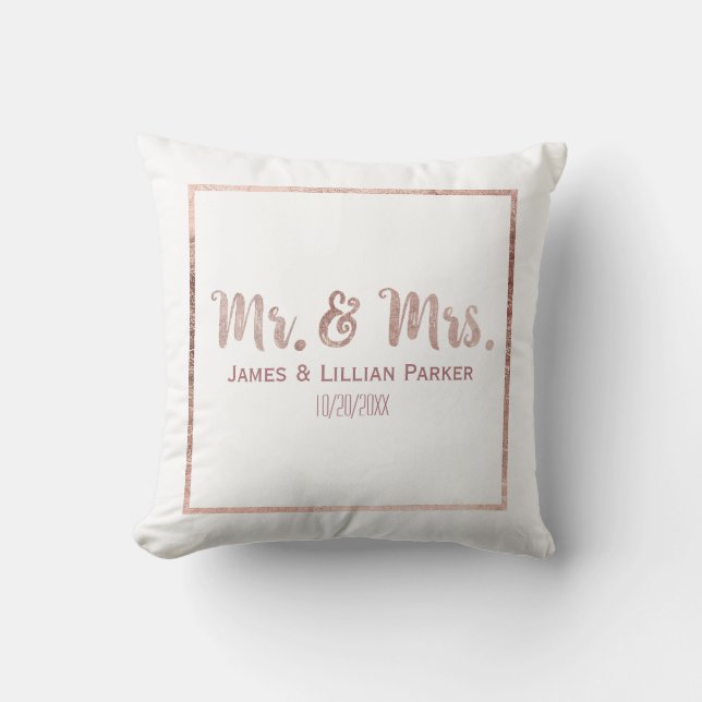 Coussin M. rose chic et Mme Monogram Wedding d'or (Recto)
