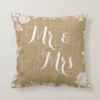 Coussin M. rustique Mme carreau de mariage de dentelle de