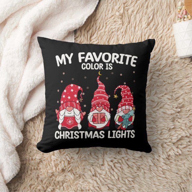 Coussin Ma couleur préférée est Gnome de lumières de Noël (Couverture)