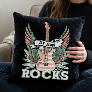 Coussin Ma Mère Déchire   Fête des Mères Originale Rock