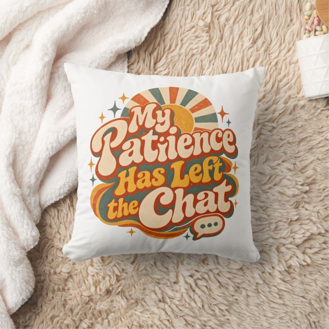 Coussin Ma patience a quitté le chat - Drôle Rétro 70  (Couverture)